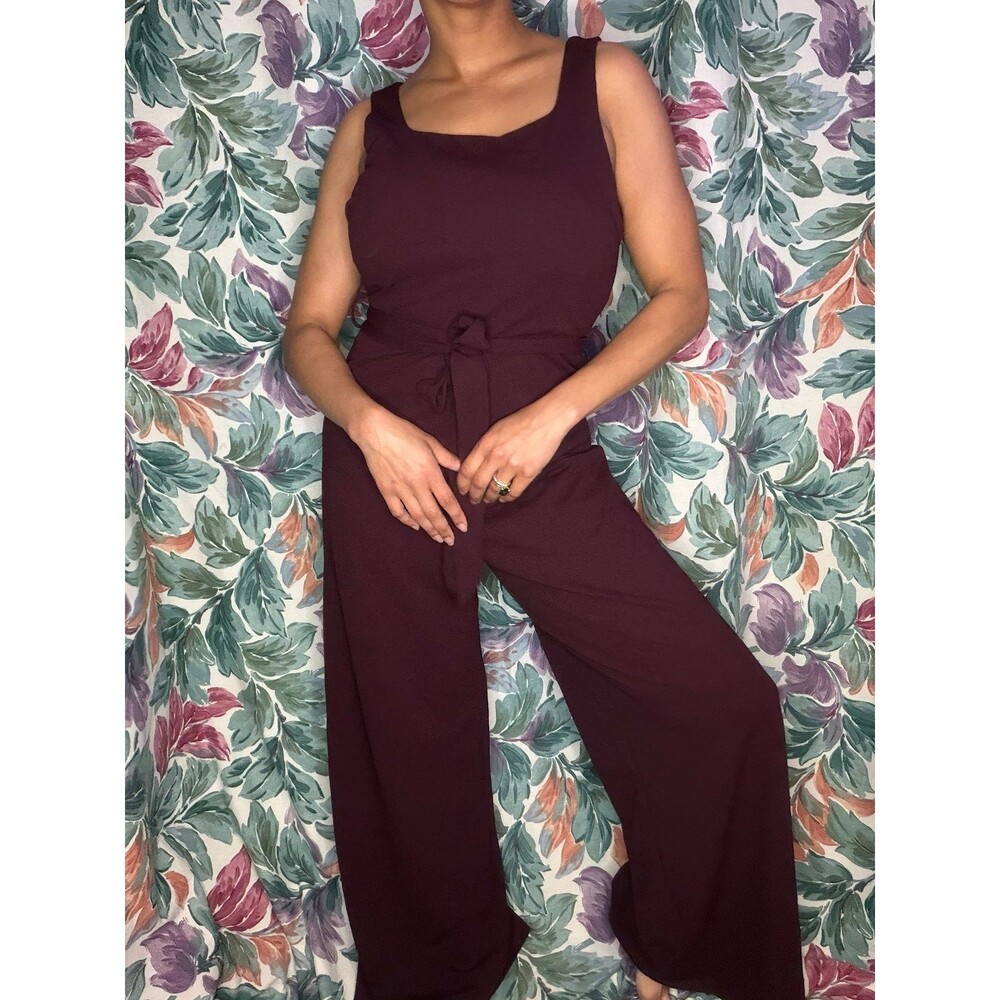 Burgundy She + Sky Sleeveless Pants Romper